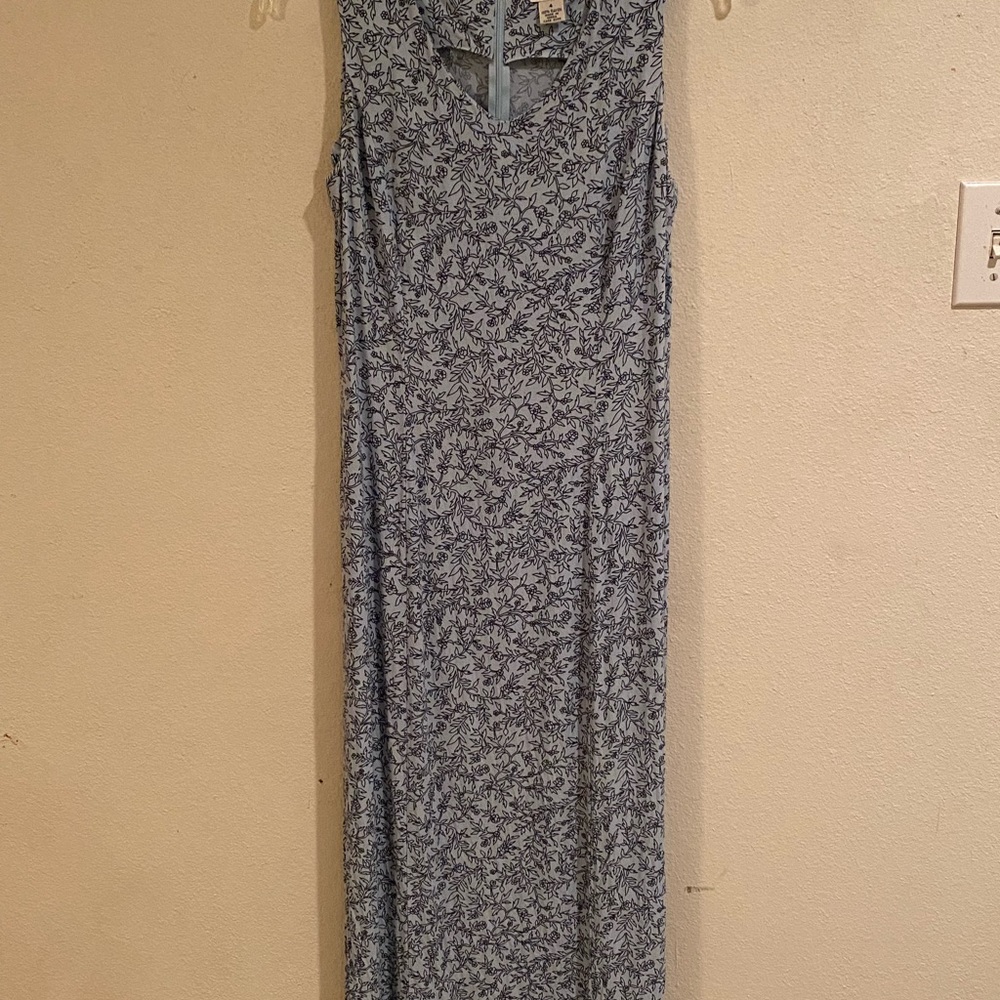 Floral Blue Sleeveless Dress